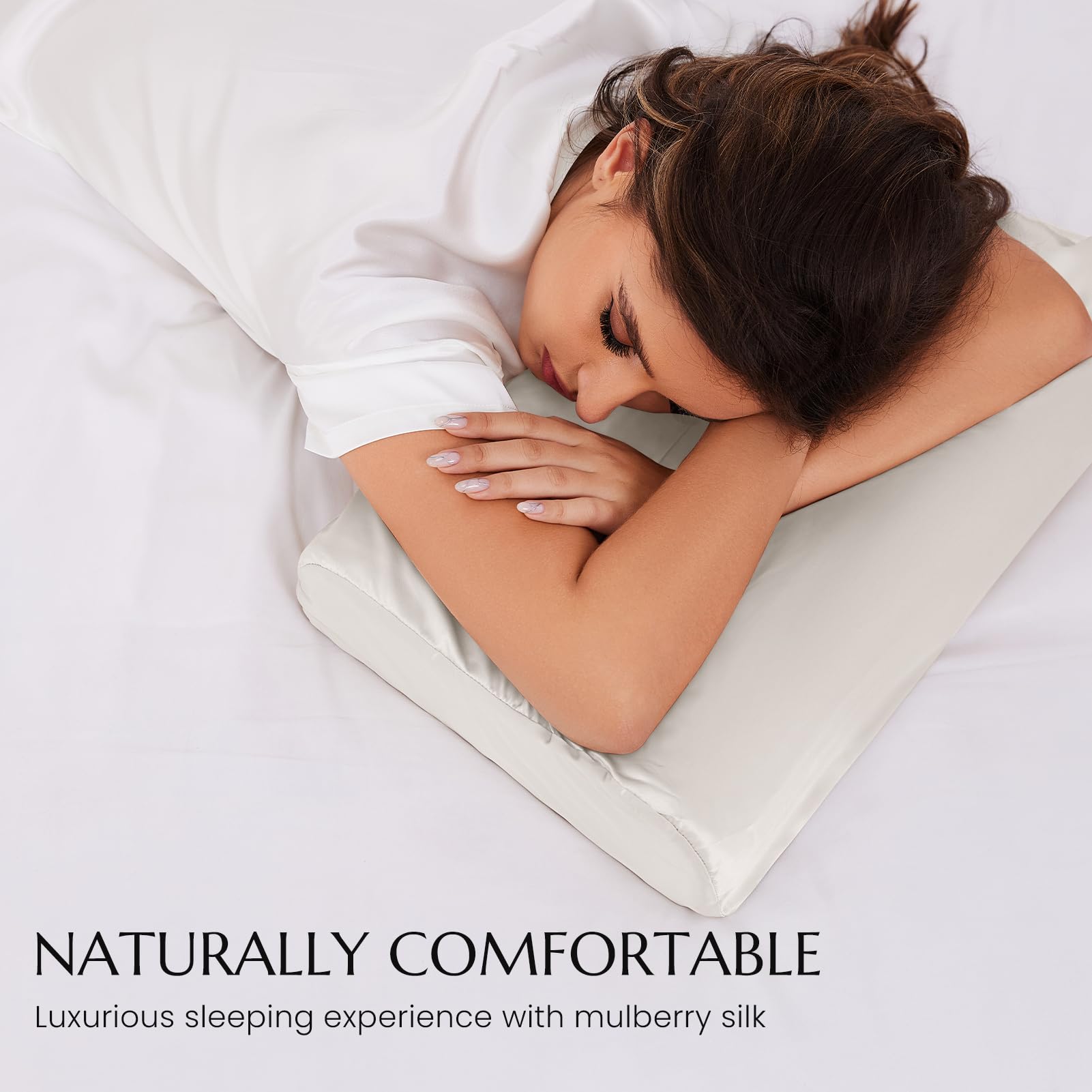 THXSILK - Funda de almohada de seda de morera 100 % para almohada contorneada de espuma viscoelástica, funda de almohada cervical, funda de almohada contorneada, 19 momme (82,5 g/m²), paquete de 1
