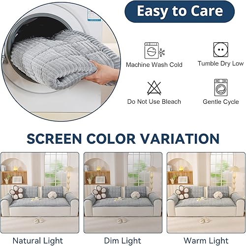 Miniatura 8 de Funda de sofá lavable para perros, funda de sofá modular suave y mullida en forma de L, protector grueso apto para mascotas, tapete para sofás y