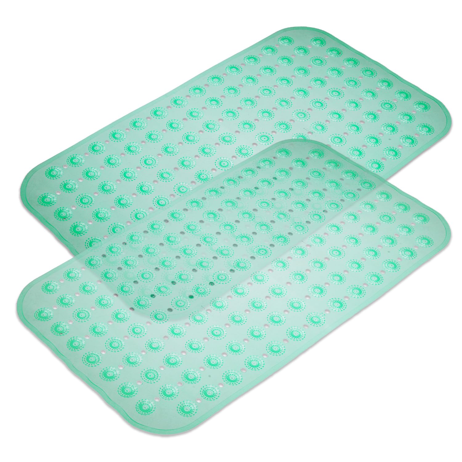 Kuber Industries Bath Mat | PVC Bathroom Mat | Shower Bath Mat | Transparent Round Floor Tub Mat | Foot Massager Mat | Anti-Skid Shower Mat with Drain Holes | Pack of 2 | Green (B0CH53QPVQ) Amazon Price History, Amazon Price Tracker