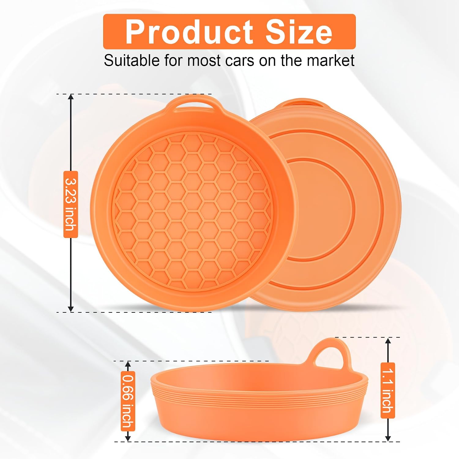 SINGARO Car Cup Holder Coaster, 4PCS Silicone Cup Holder Insert, Universal Non-Slip Cup Holders, Car Interior Accessories for Women and Man, Orange image 5