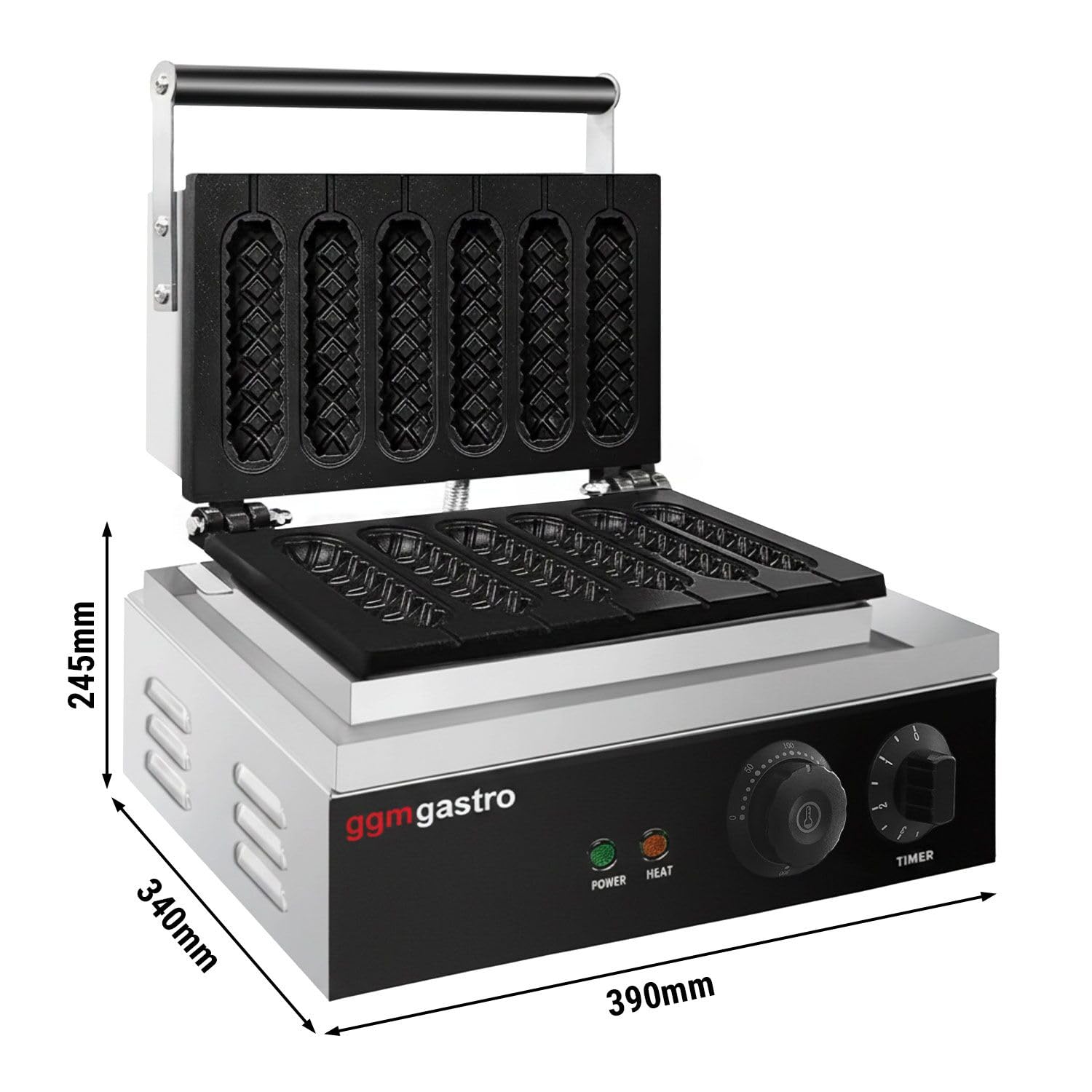 GGM Gastro Waffeleisen Lolly am Stiel 1,55 kW | Ideal für den Dauereinsatz, hochwertige Gusseisenplatten, präzise Zeitsteuerung, leichte Reinigung, sofort einsatzbereit