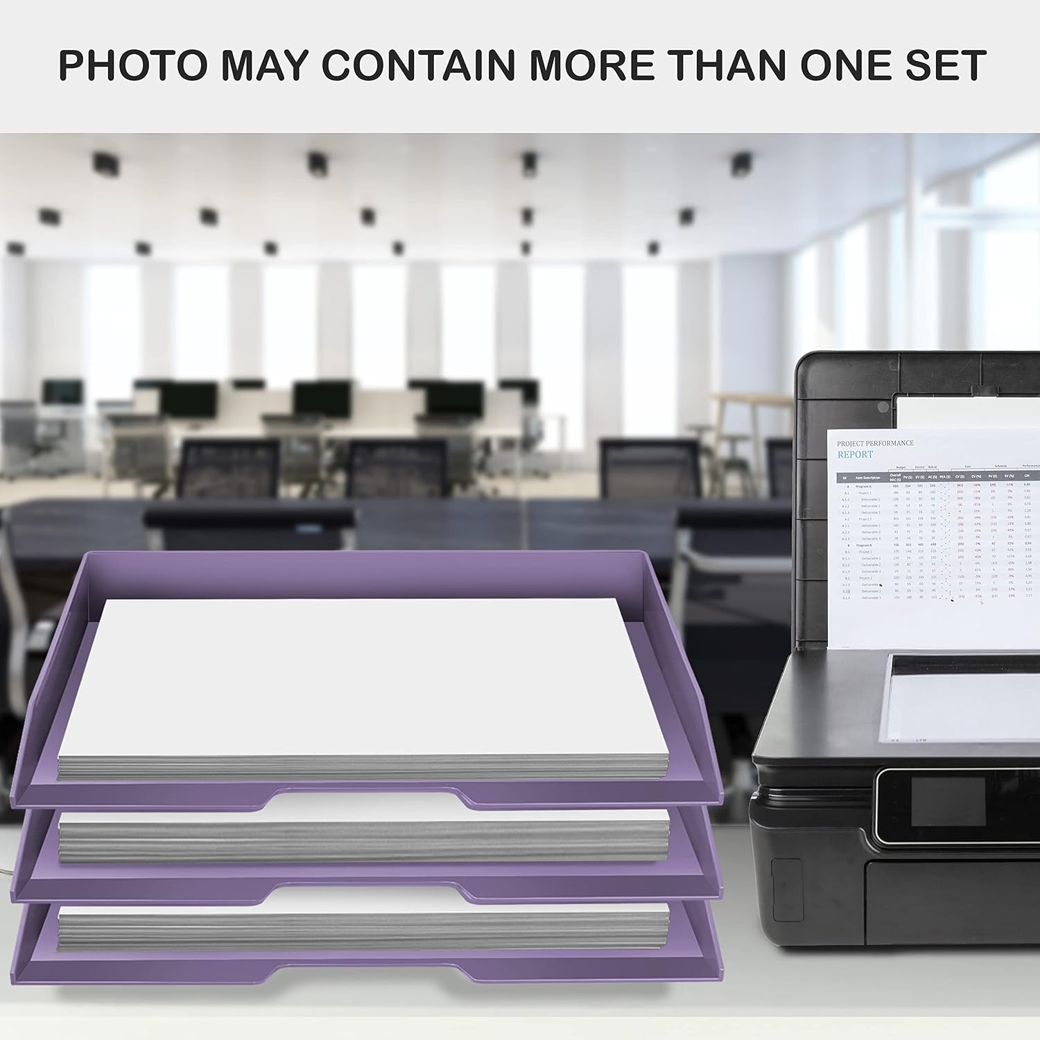 Acrimet 2 Tier Paper Organizer Letter Tray – Plastic Stackable Desk File Organizer, Side Load Paper Sorter for Letter/A4 Office File Folder Holder – Solid Purple