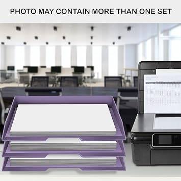 Acrimet Stackable Letter Tray Single Side Load, Plastic, Desktop File Organizer (Solid Purple Color) (1 Unit)