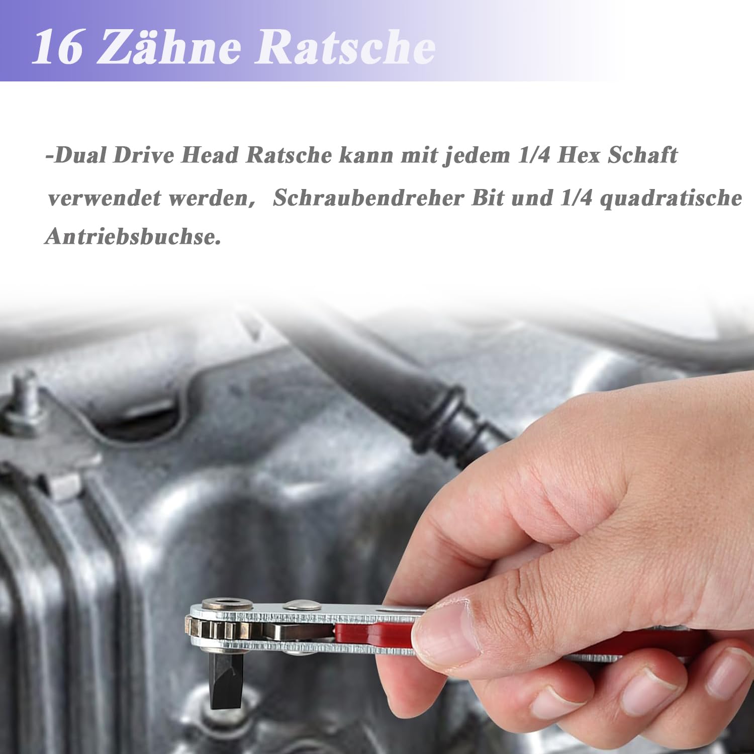 HaoTrade 2er Set Mini-Ratschenschlüssel 1/4 Zoll – Magnetisch, Flach & Abgewinkelt, 16 Zähne, Umschaltbar – Für Enge Räume Im Auto, Maschinen & Haus