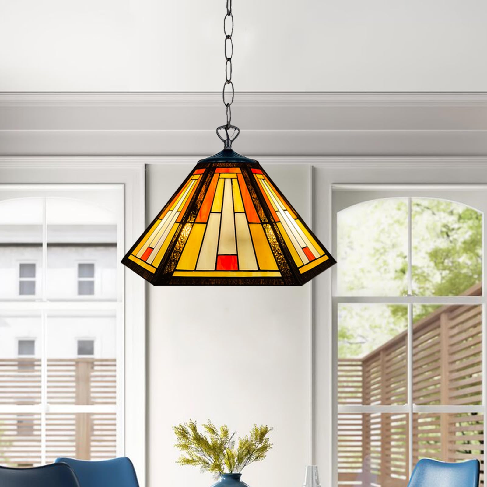 Auroh Tiffany Pendant Light 16 inch Handcrafted Lamp Shade Antique Design Pendant Ceiling Lights for Living Room Decor Home Decor Lounge (P-1651)