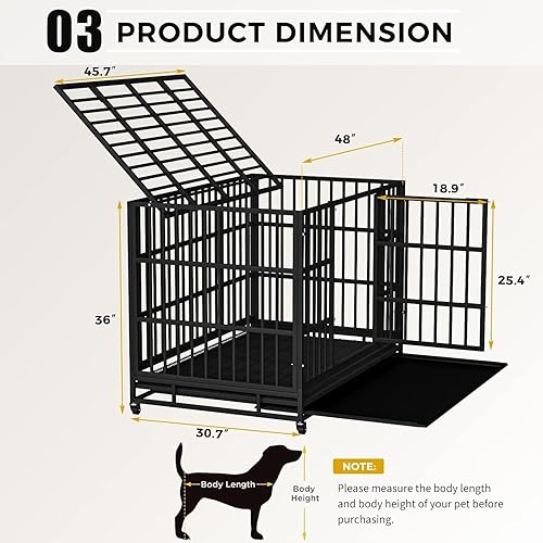 Miniatura 5 de Jaula para perros resistente de 48 pulgadas, jaula indestructible para perros con alta ansiedad, diseño de cerraduras resistentes y a prueba de