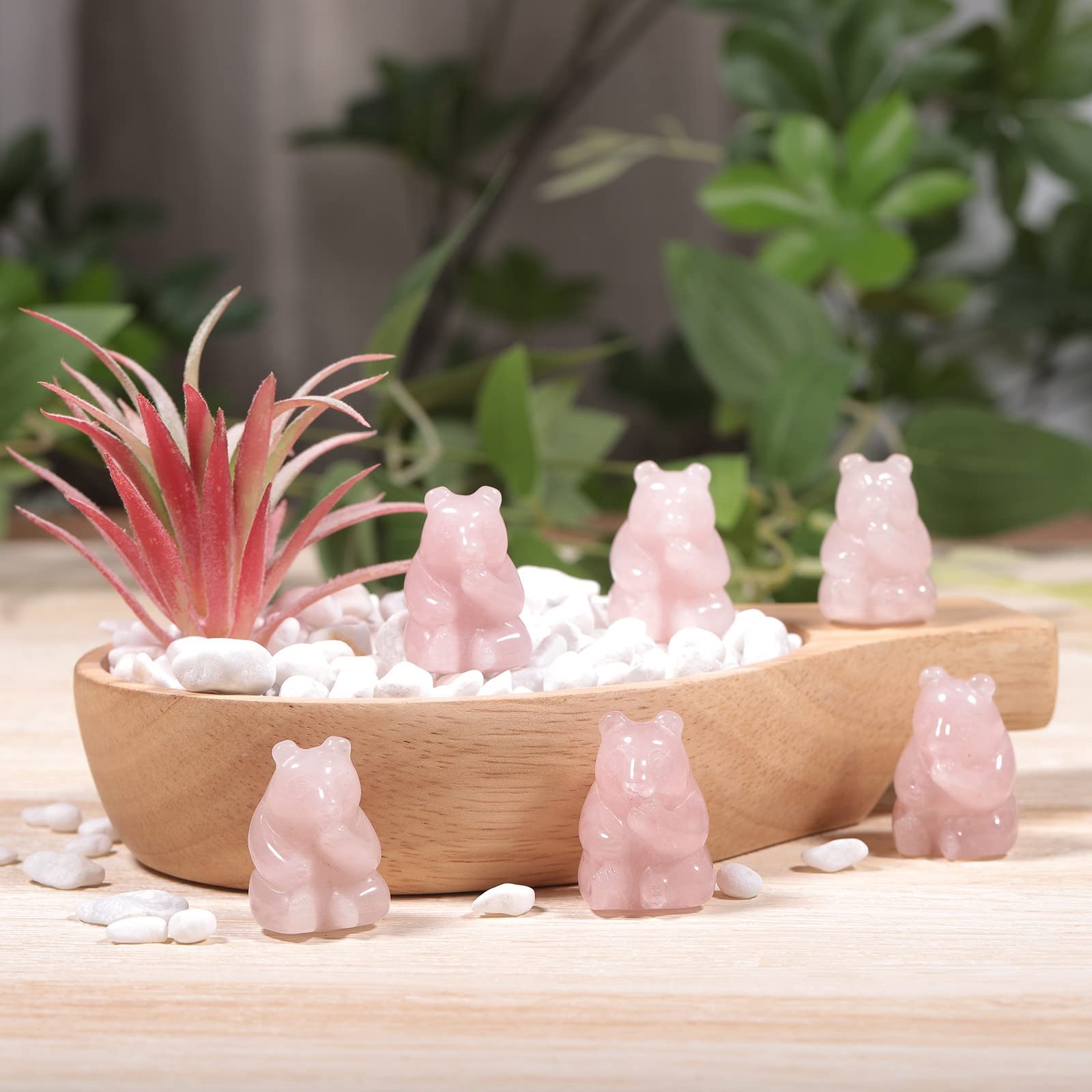 Amazon.co.jp: mookaitedecor 手彫り ローズクォーツ クリスタル クマ