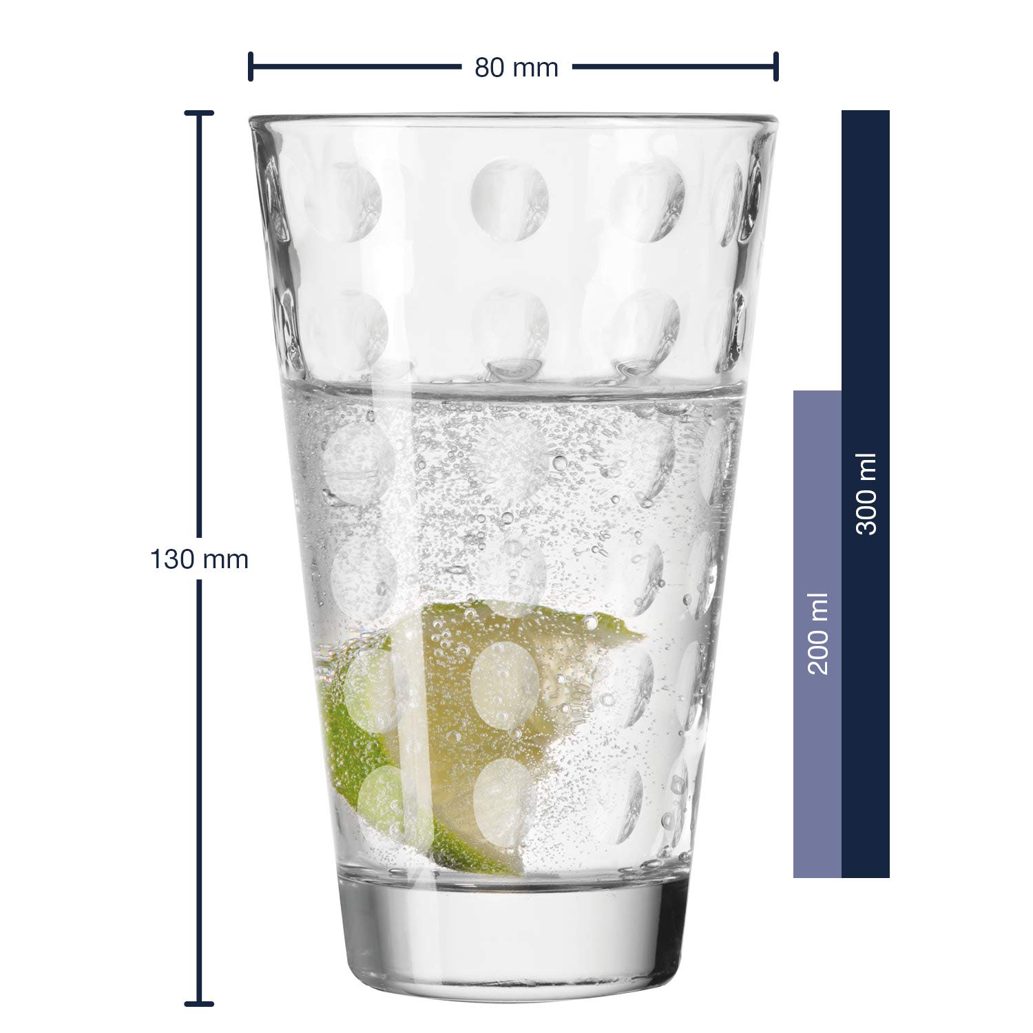 Leonardo Ciao Optic Wasser-Gläser, 12er Set, spülmaschinengeeignete Saft-Gläser, Trink-Becher aus Glas mit Muster, 300 ml, 048856