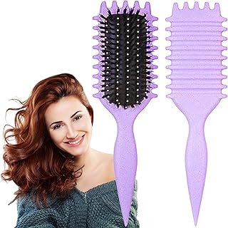 Curl Defining Brush, 1 PCS Curly Hair Brush, Brush for Curly Hair, for Combing and Shaping Men's and Women's Curls to Reduce Pulling (Purple)
