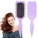Curl Defining Brush, 1 PCS Curly Hair Brush, Brush for Curly Hair, for Combing and Shaping Men's and Women's Curls to Reduce Pulling (Purple)