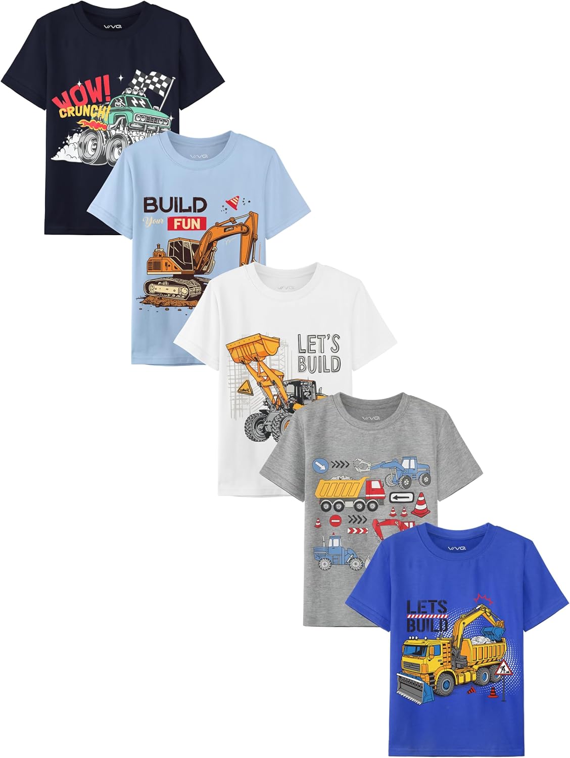 5 Pack Cotton Toddler Boys Girls Shirts Toddler Short Sleeve Animals Graphic T-Shirts Summer Tops Tees 2T-6Y