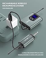 Vista 6 de ttstar - Sistema de micrófono inalámbrico con micrófono de auriculares/soporte/lavalier con transmisor recargable de cuerpo y receptor para altavoz