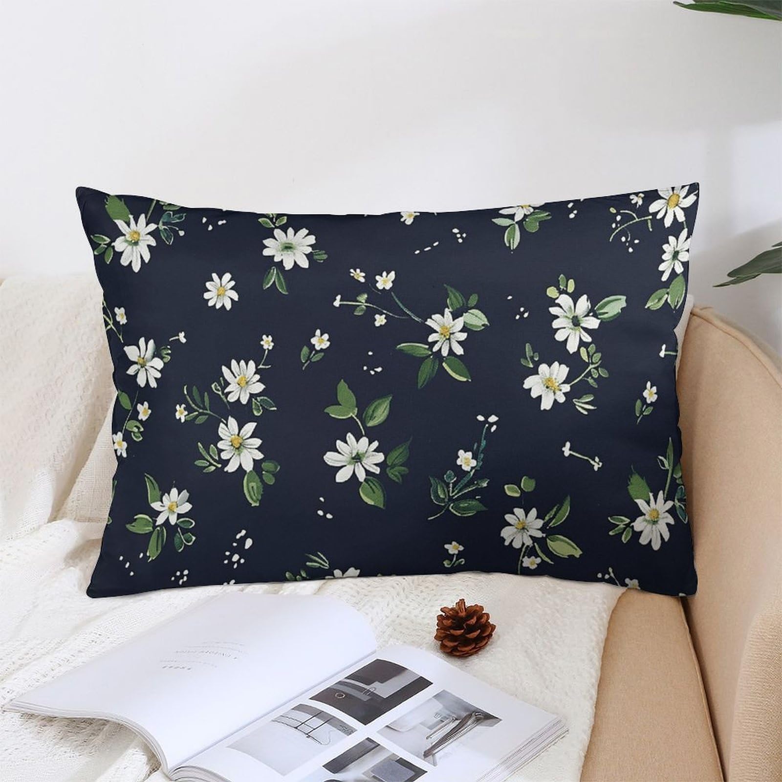 NTVOWPZO Decoration Throw Pillow Covers 12 "x20 Pillowcases Covers Daisy Repeating Pattern Soft Pillowcases Modern Farmhouse Home Decor Sofa Cushions Covers for Couch Bed Living Room