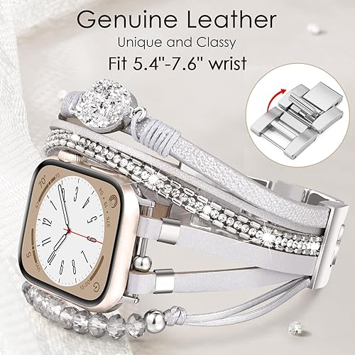 Miniatura 3 de VISOOM Correa de pulsera bohemia con cuentas compatible con Apple Watch de 40 mm38 mm41 mm42 mm Series 10 9 8 7 SE Series 654 Correa de reloj de