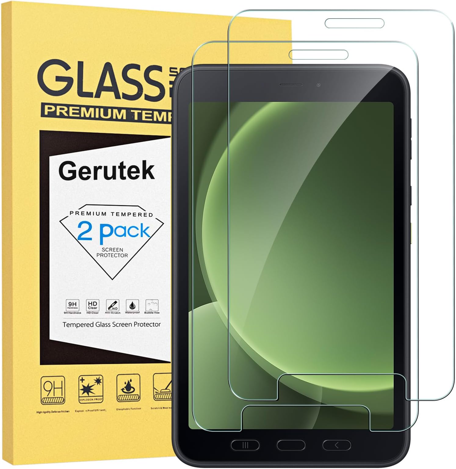 Gerutek 2-Pack Screen Protector for Samsung Galaxy Tab Active 5/Tab Active 3 [Tempered Glass] [Ultra Clear] [Anti Scratch] [Bubble-Free] [[9H Hardness] for Tab Active 5 Tempered Glass Film