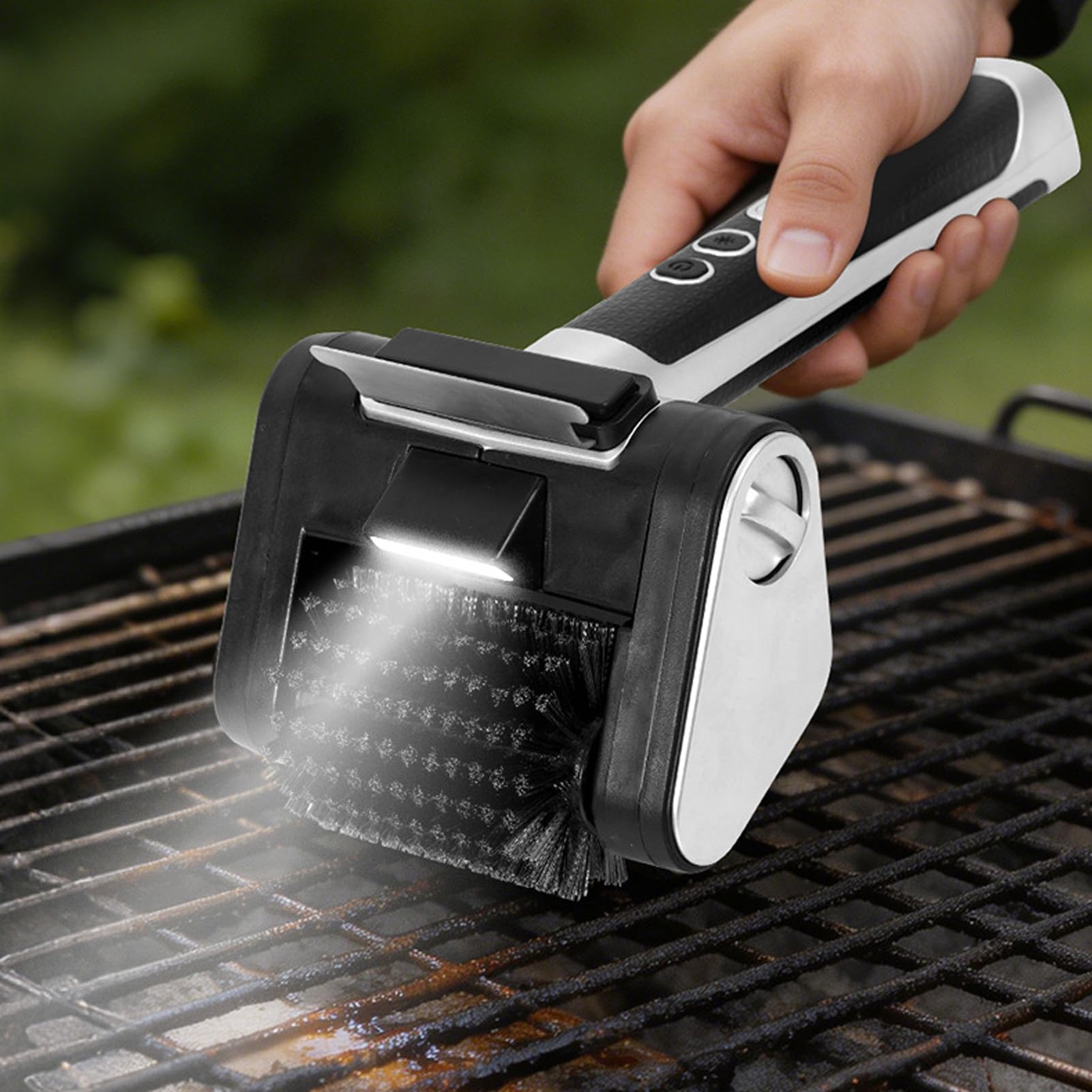Cepillo Eléctrico para Parrilla, Limpiador Inalámbrico para | Estropajo de Alambre de Acero Inoxidable, Batería 4000 MAh, Plegable