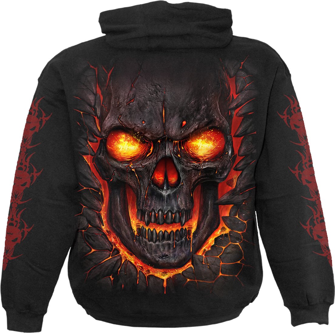 Spiral Skull Lava Hombre Sudadera con Capucha Negro 100% algodón Regular