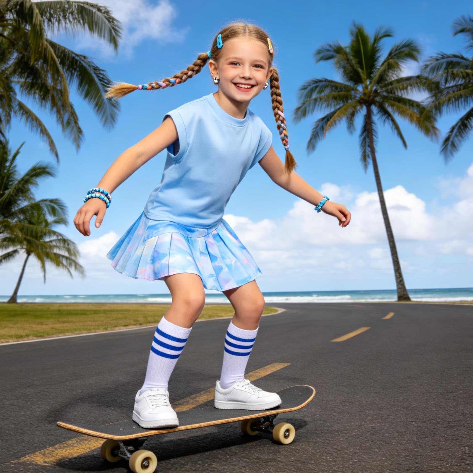 Traje de tenis para niña, camiseta sin mangas y falda de tenis, falda plisada con bolsillos interiores, traje deportivo para golf, bádminton y monopatín