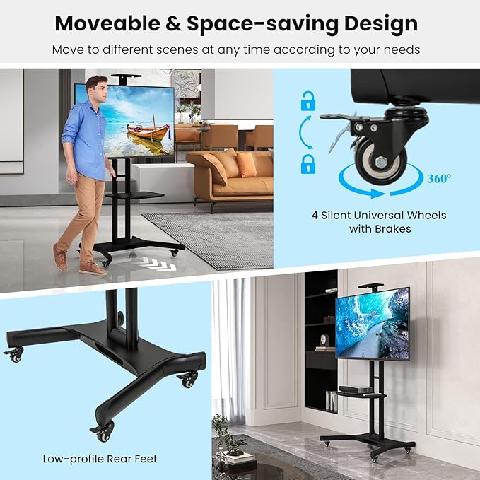 Soporte Móvil para TV Goplus para Pantallas de 32"-85" con Ruedas miniatura 6