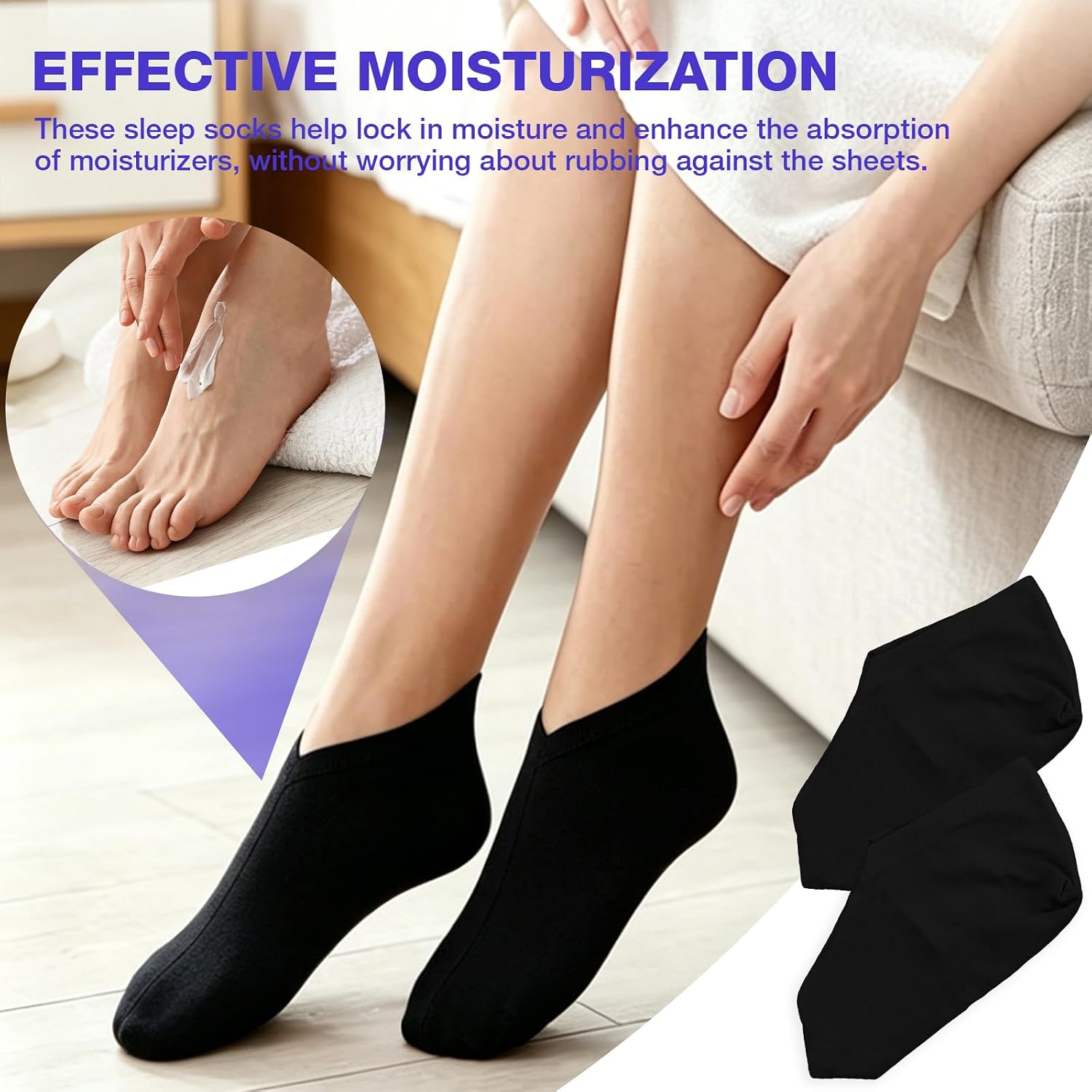 1 Pair Black Sleeping Overnight Socks Gloves Touch Screen Moisturizing Gloves Cotton Moisturizing Socks Gloves for Women Girls Dry Feet Hands Healing Repairing Softening (Black)