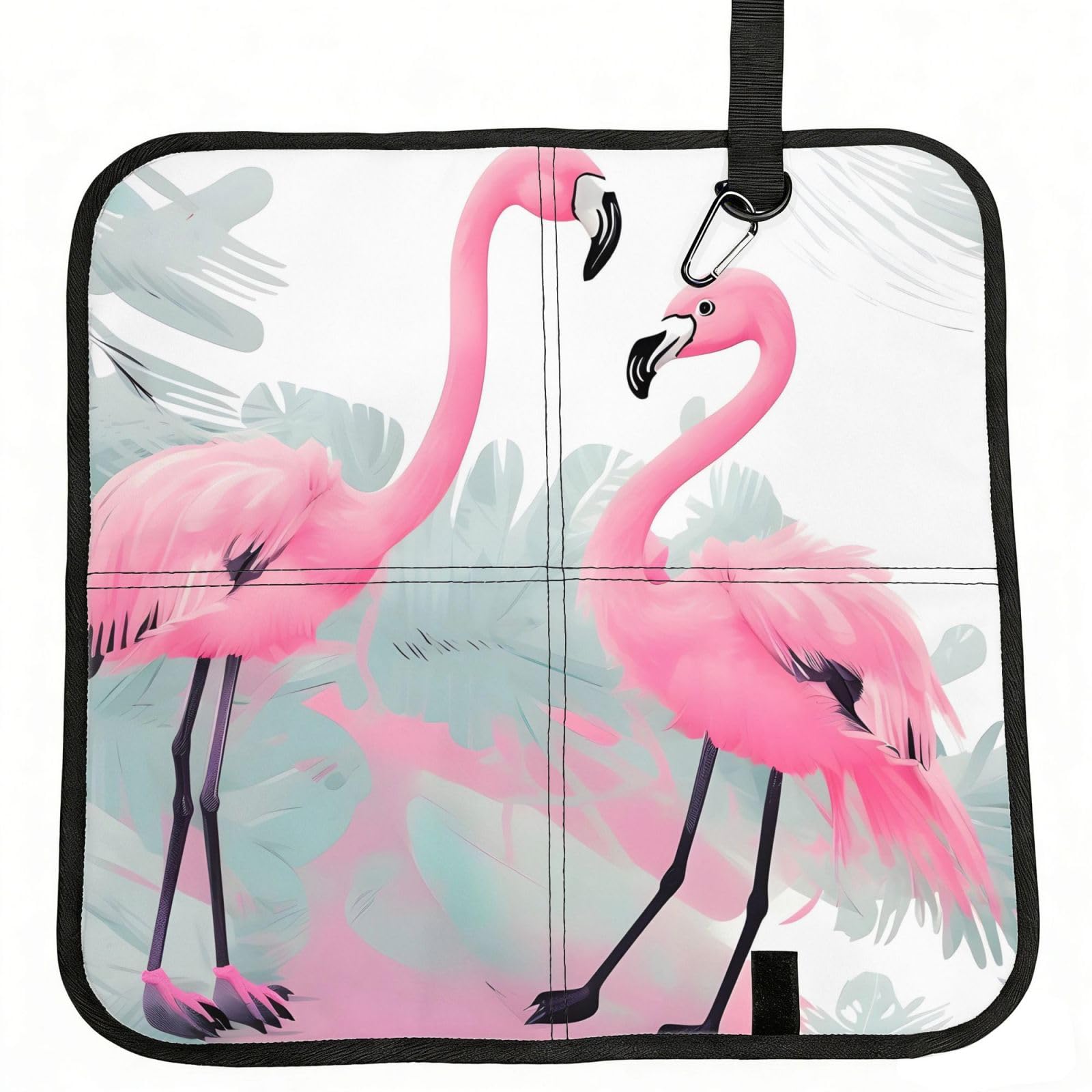MROWYC Pink Flamingo Printed Foldable Seat Cushion - Portable with Carabiner, for Stadium, Camping, Hiking
