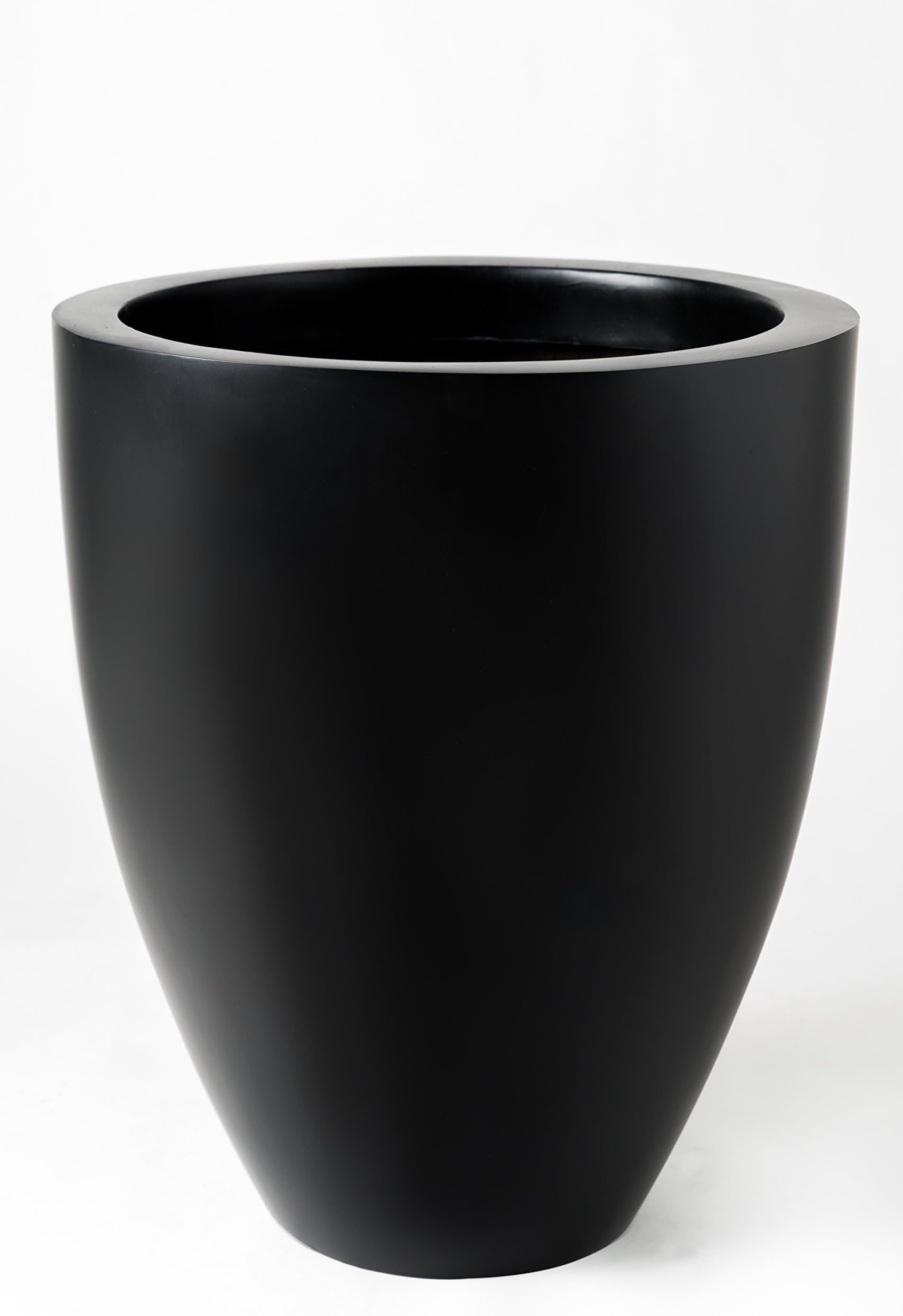 Large Outdoor Planter; Round Plant Pot, Indoor, Patio or Garden, Flower Pot, Handmade Fiberglass, 17" Tall, (Rotunda Black 15"x15"x17" and 7.5lbs)