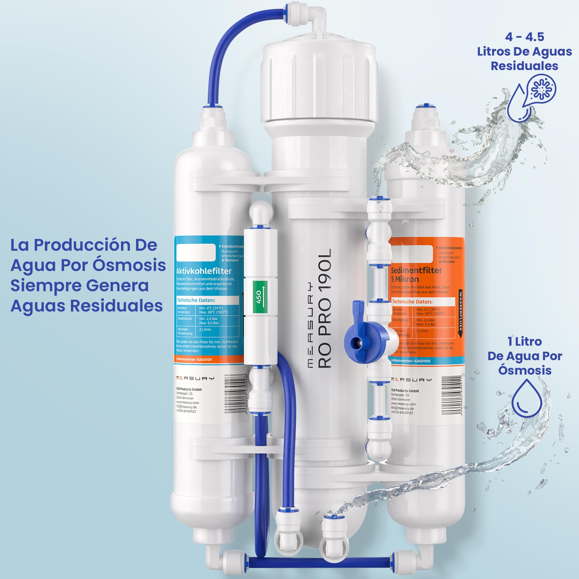 Measury Osmoseur Acuario, Agua Osmotizada Acuario - 190 litros por Día