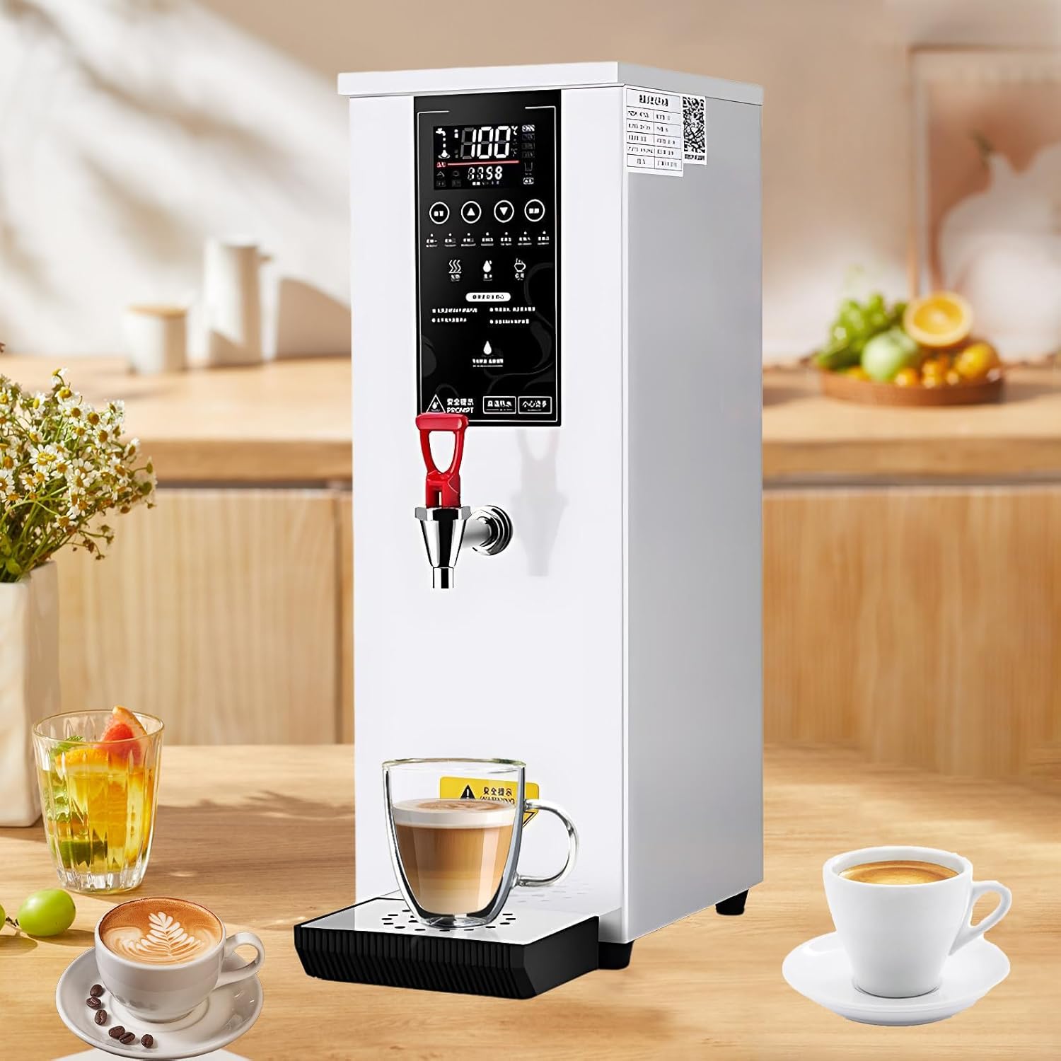 3000w Commercial Hot Water Dispenser,Step-Heating Electric Water Boiler,Triple-Layer Thermal Insulation,304 Stainless Steel Liner,For Coffee Home Office White