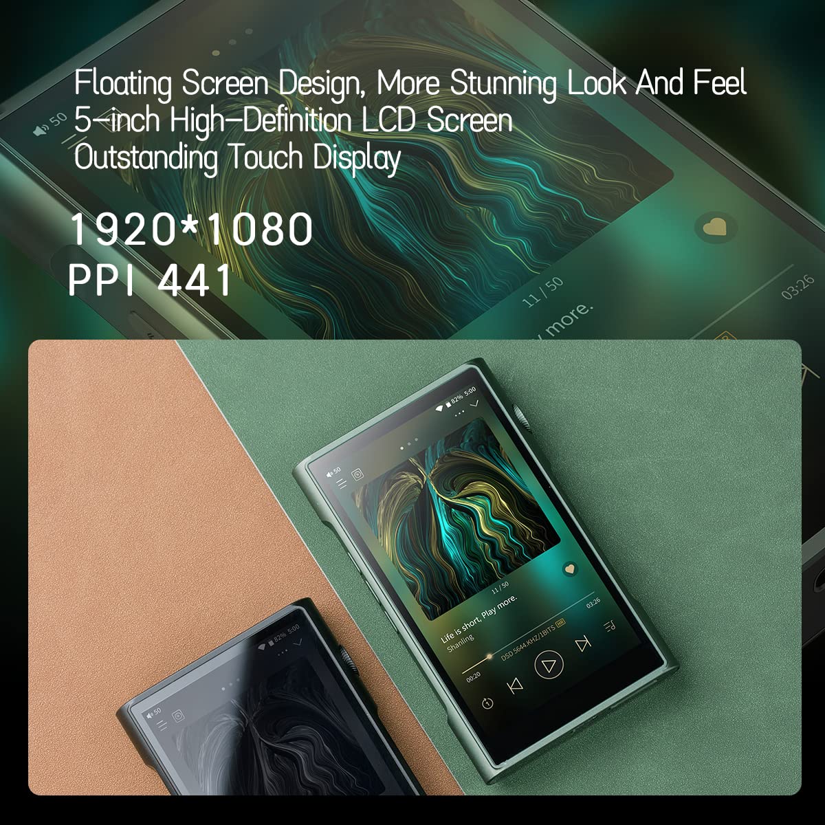 SHANLING M6 Ultra Digital Audio Player, MP3/MP4 Player,Hires Bluetooth DAP,Portable Music Player,2.4G/5G WiFi|5.0-inch HD Touch Screen|4+64GB|Android10|16X MQA|3.5&4.4mm Port|900mW@32? Output (Blue)