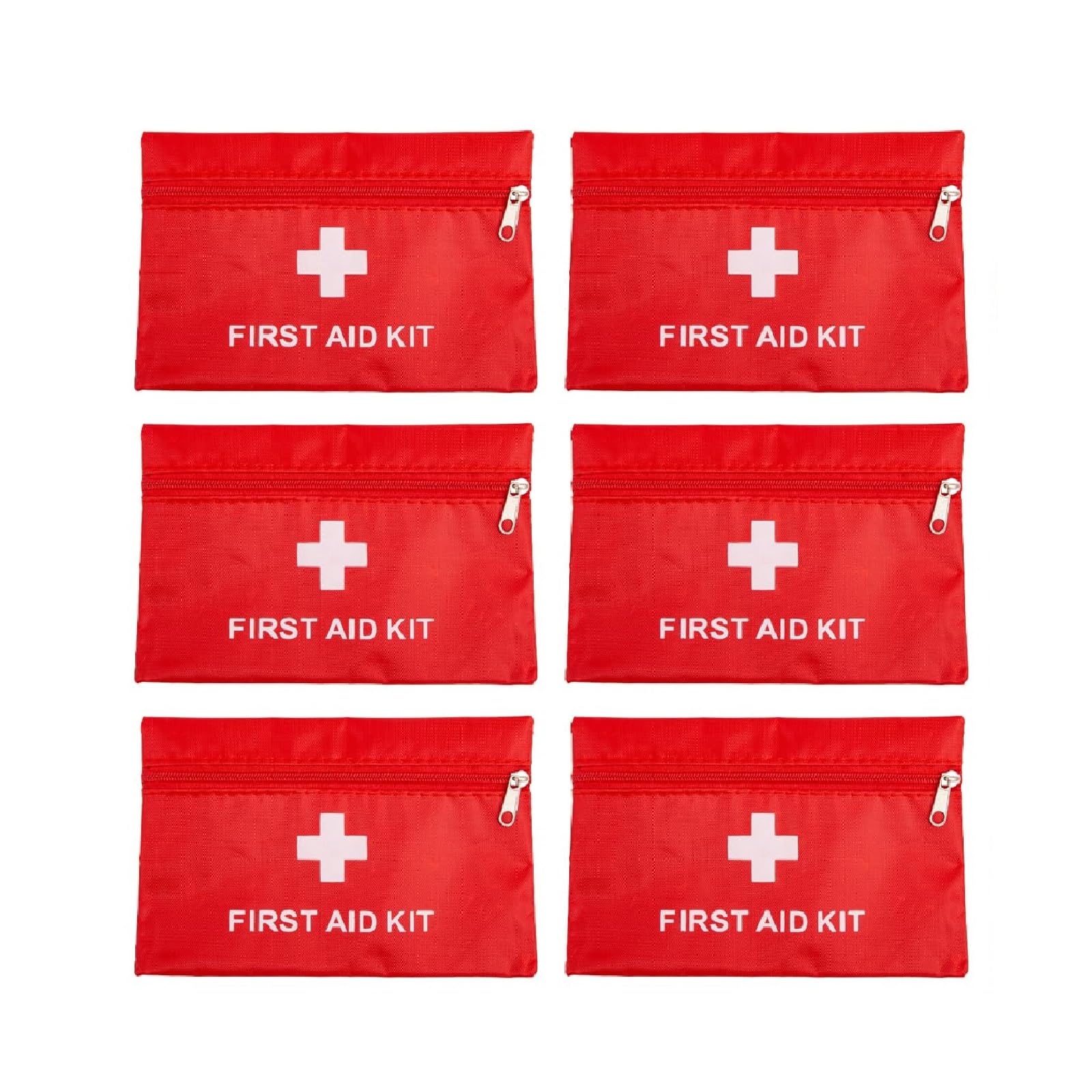 First Aid Bag Empty,Mini First Aid Pouch Empty,Mini First Aid Kit Bulk,Zipper Pouches for Emergency,Travel and Outdoor (Red 6 Pack, 4.3 * 6.3 inch)