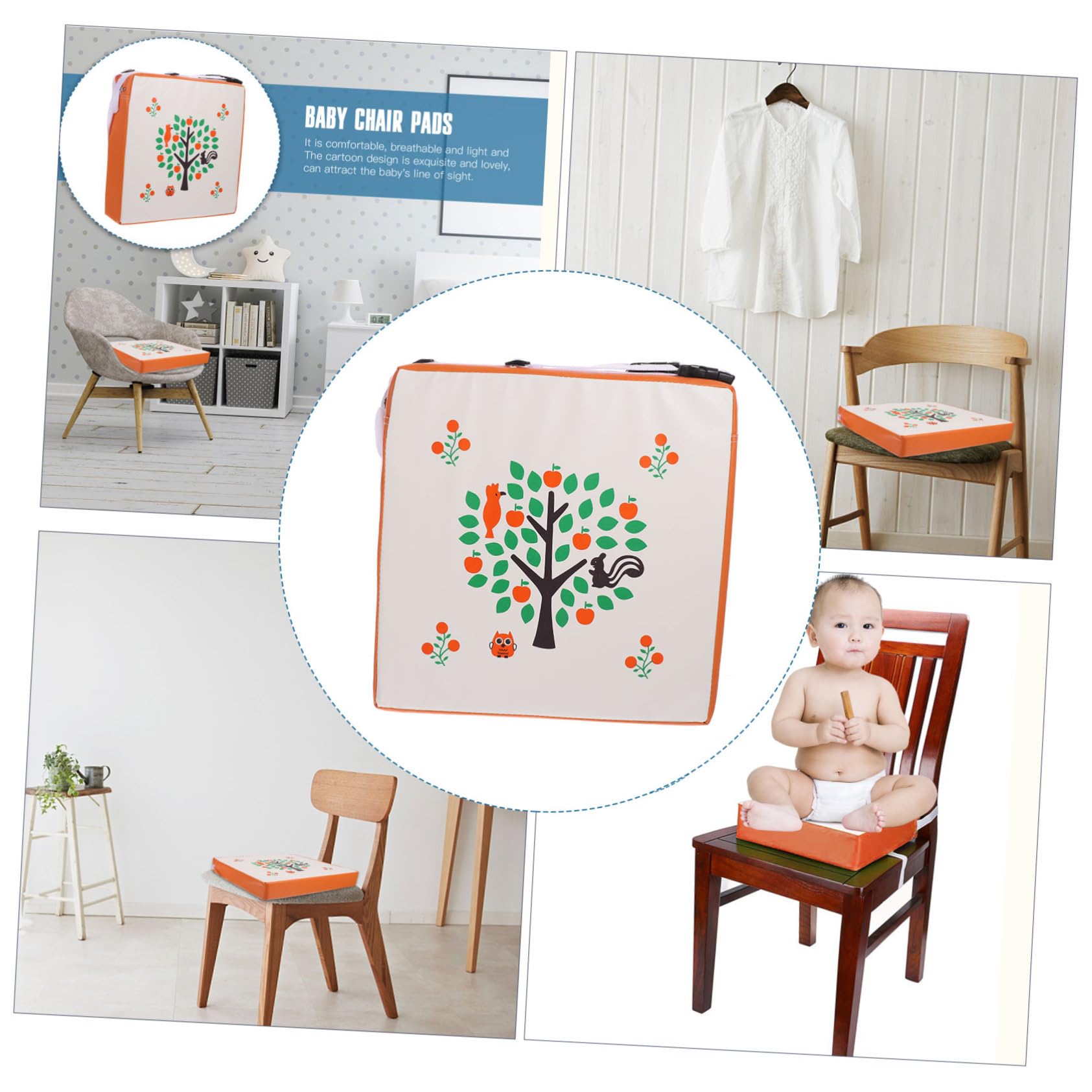 Cojín Elevador Infantil con Estampado Árbol Inteligente Seguro y Cómodo para Sillas de Comedor Ligero y Portátil
