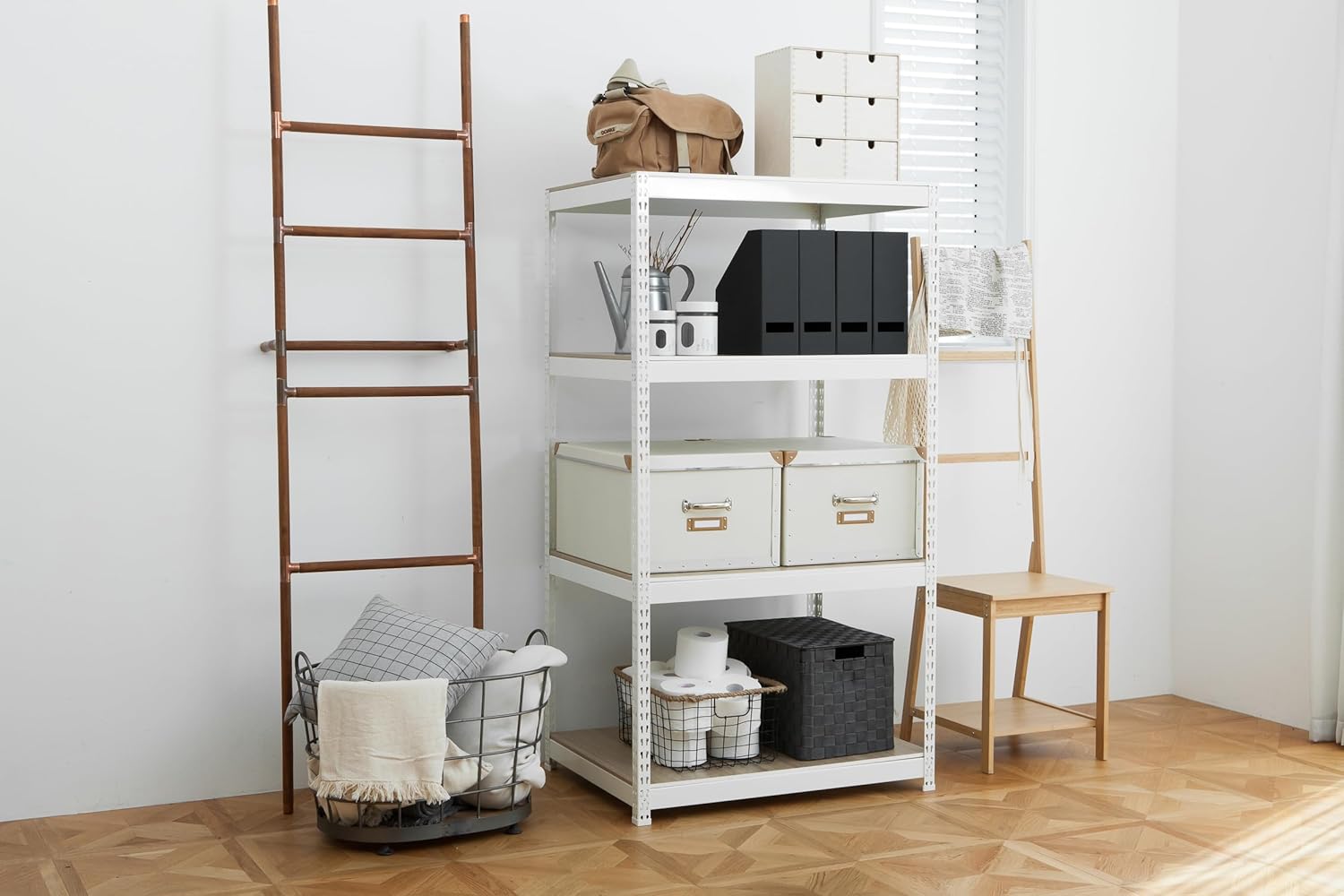 Home Rack ARASO スチールラック ホワイト 4段 高さ120cm 幅50&times;奥行40cm ラミネートスチールラック DI