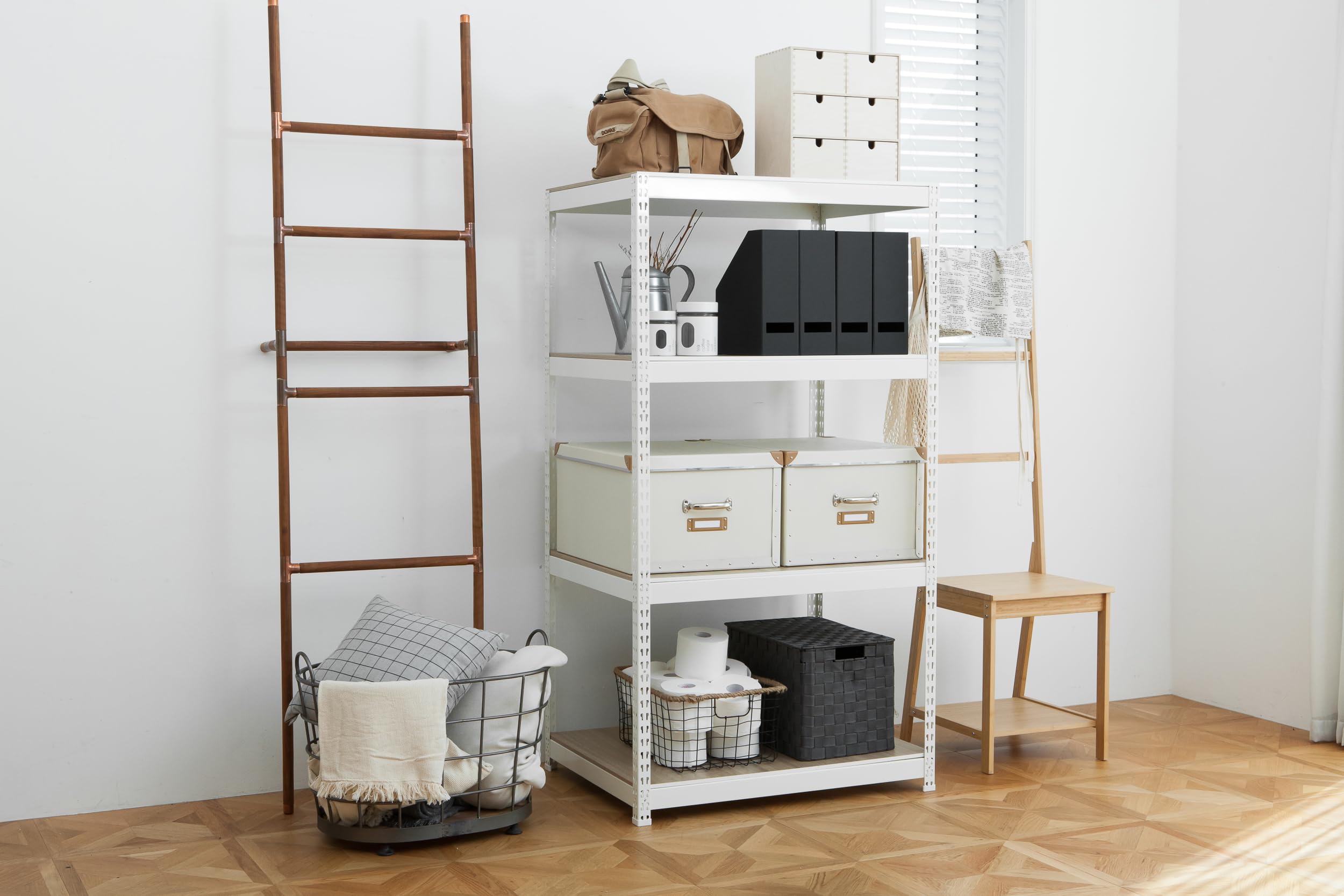 Amazon.co.jp: Home Rack ARASO スチールラック ホワイト 4段 高さ