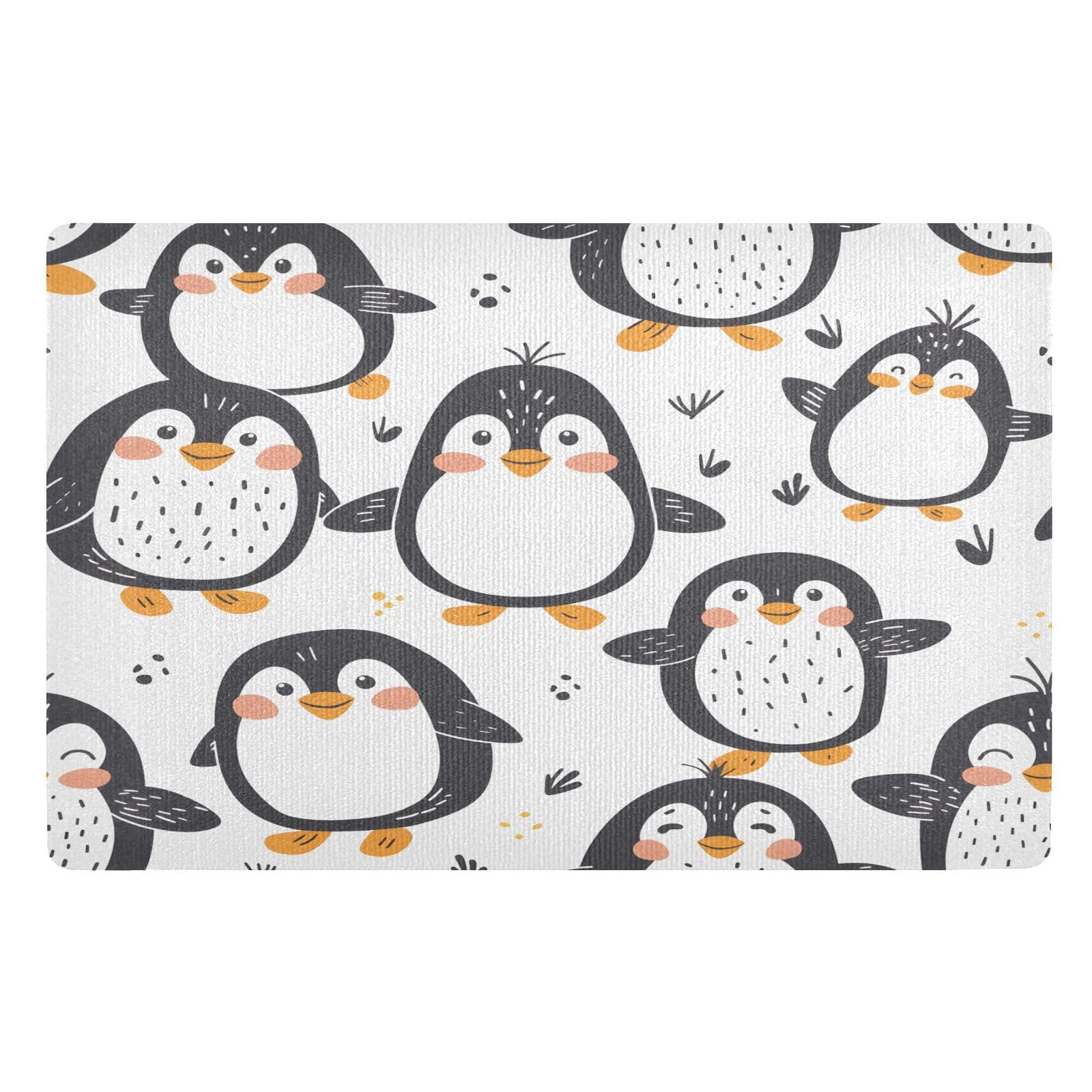 Tapis d'entrée pingouin mignon absorbant 50x80cm lavable antidérapant