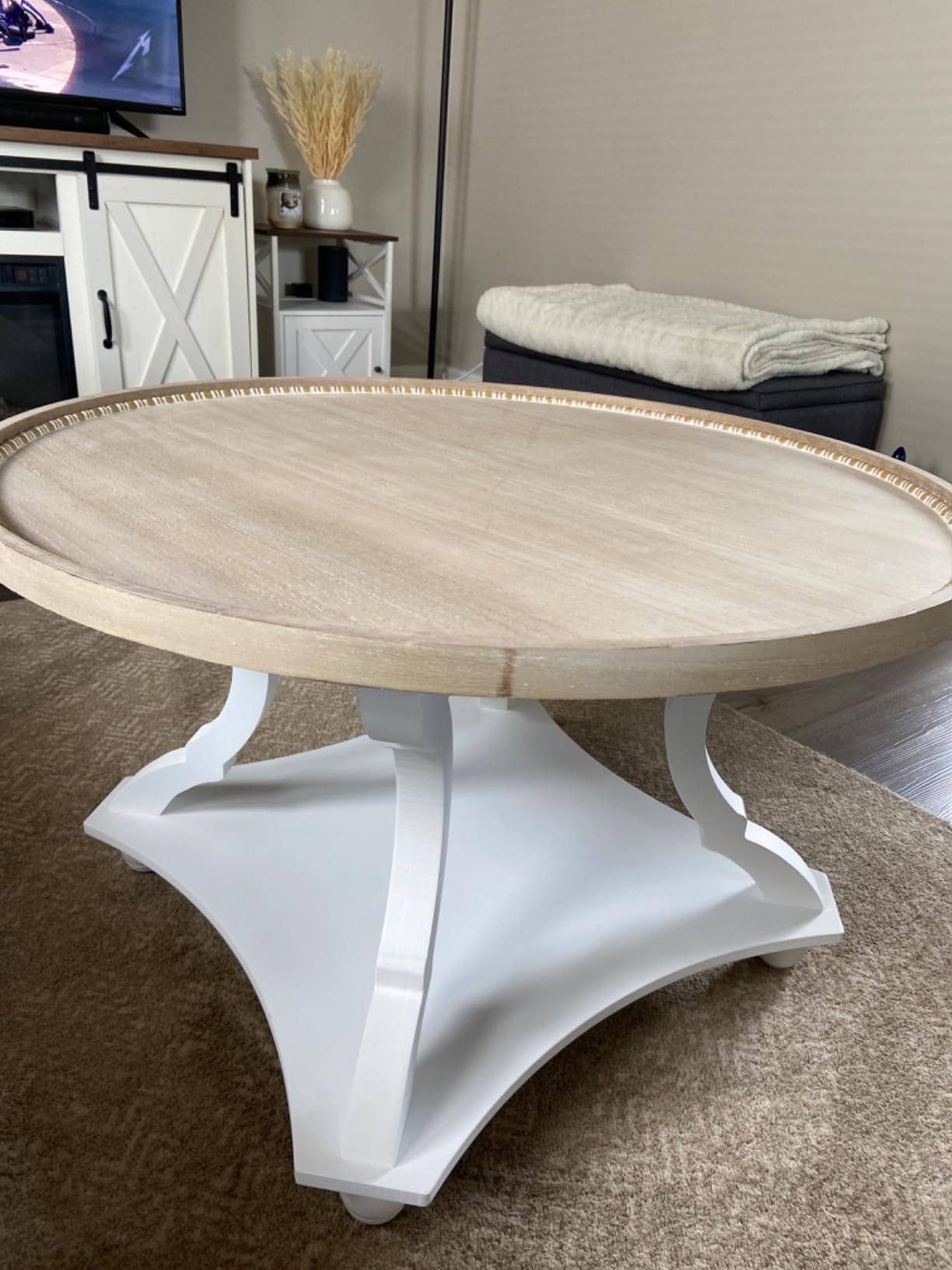 $27/mo - Finance Wnutrees Farmhouse Round Coffee Table, Rustic Circle ...