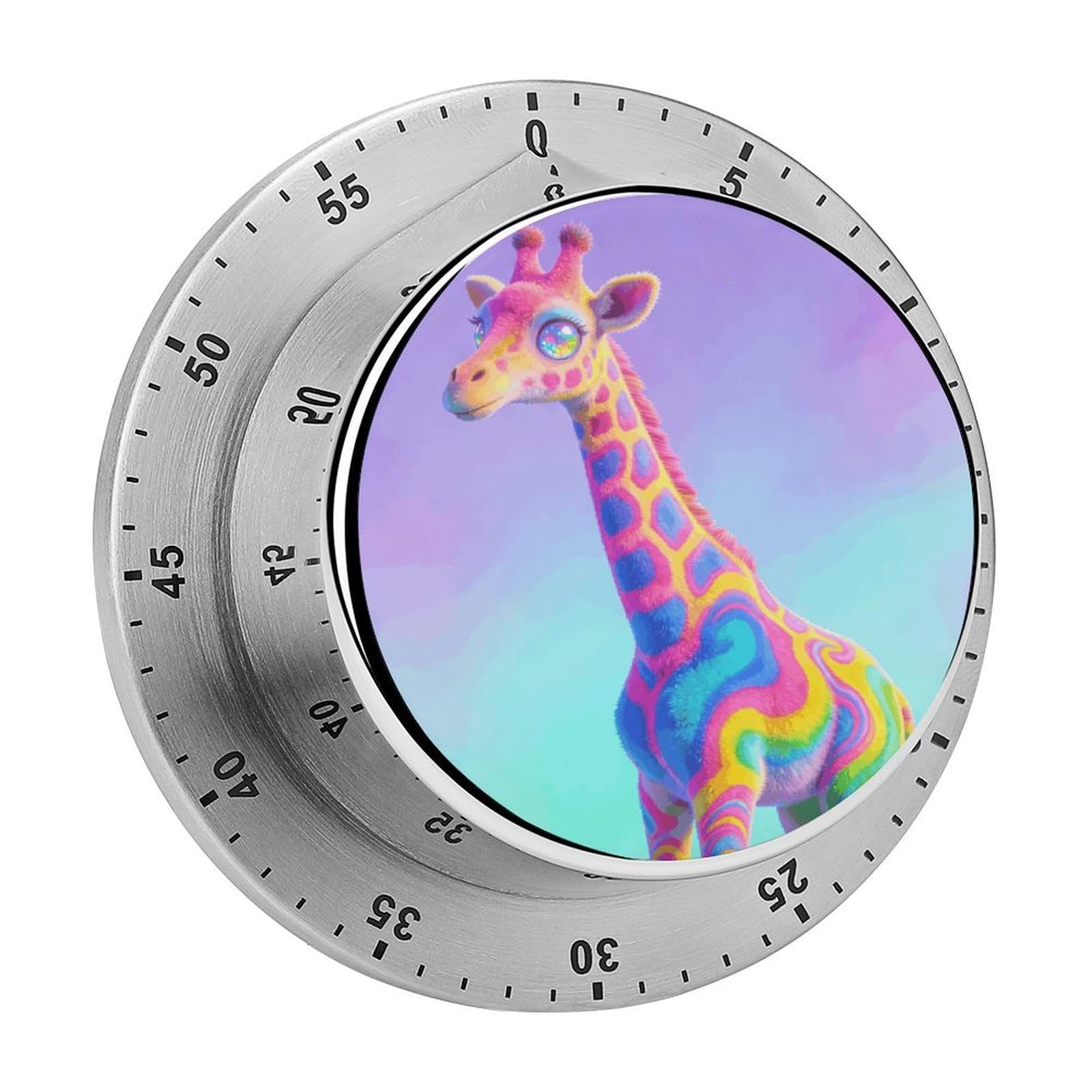 Neon Giraffe Timer Exquisite Stainless Steel Body Desk Visual Timer with Loud Alarm 60-Minute Mechanical Countdown Timers Magnetic Backing Cooking Kitchen Timers for Work