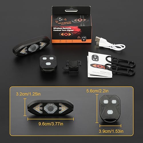 Miniatura 6 de JINKEY Luz trasera inteligente para bicicleta con señales de giro, luces intermitentes inalámbricas recargables por USB, control remoto,