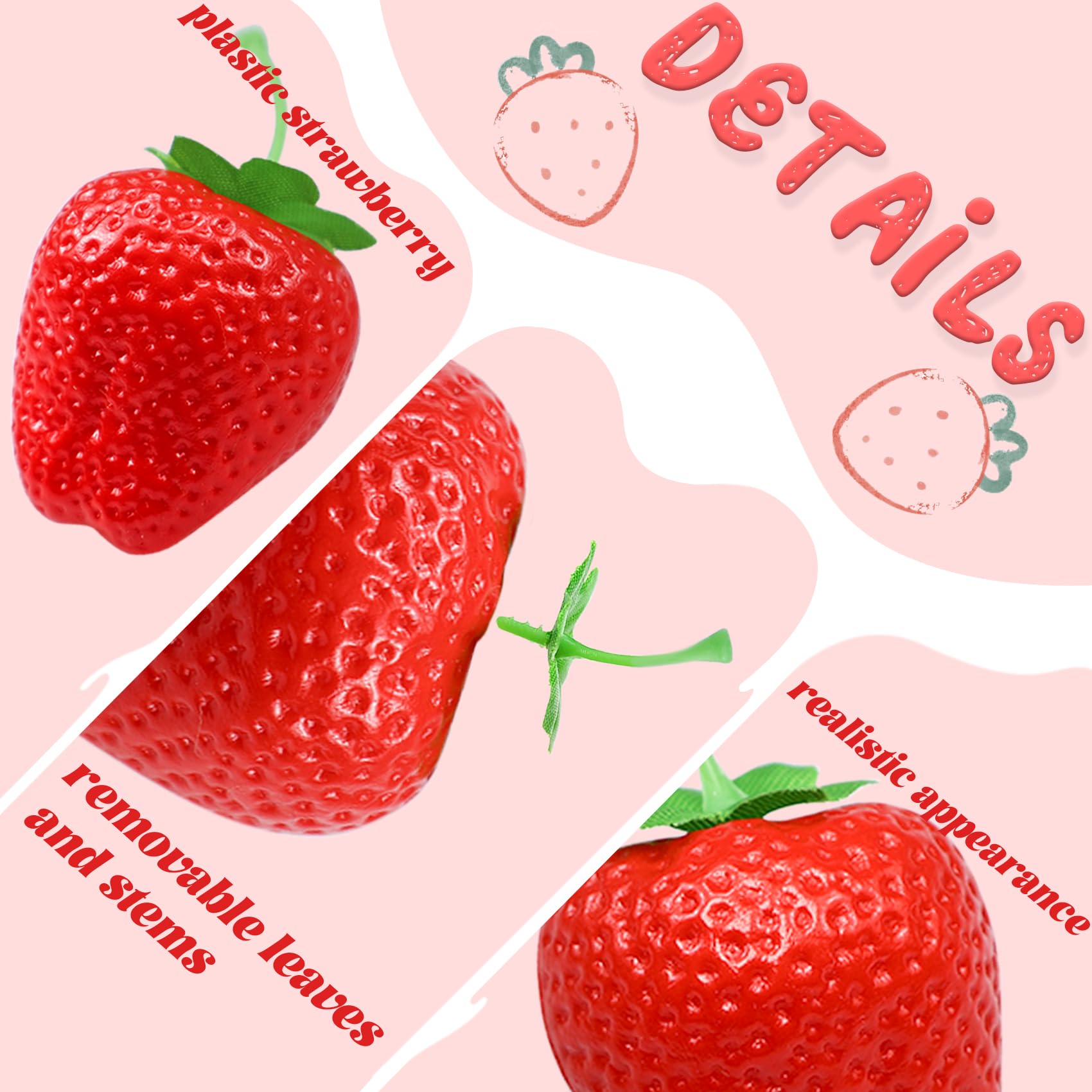 25 Fraises Artificielles Réalistes En Plastique - Pour Décorer Centre De Table, Couronnes, Photos - Taille 4,5x5cm