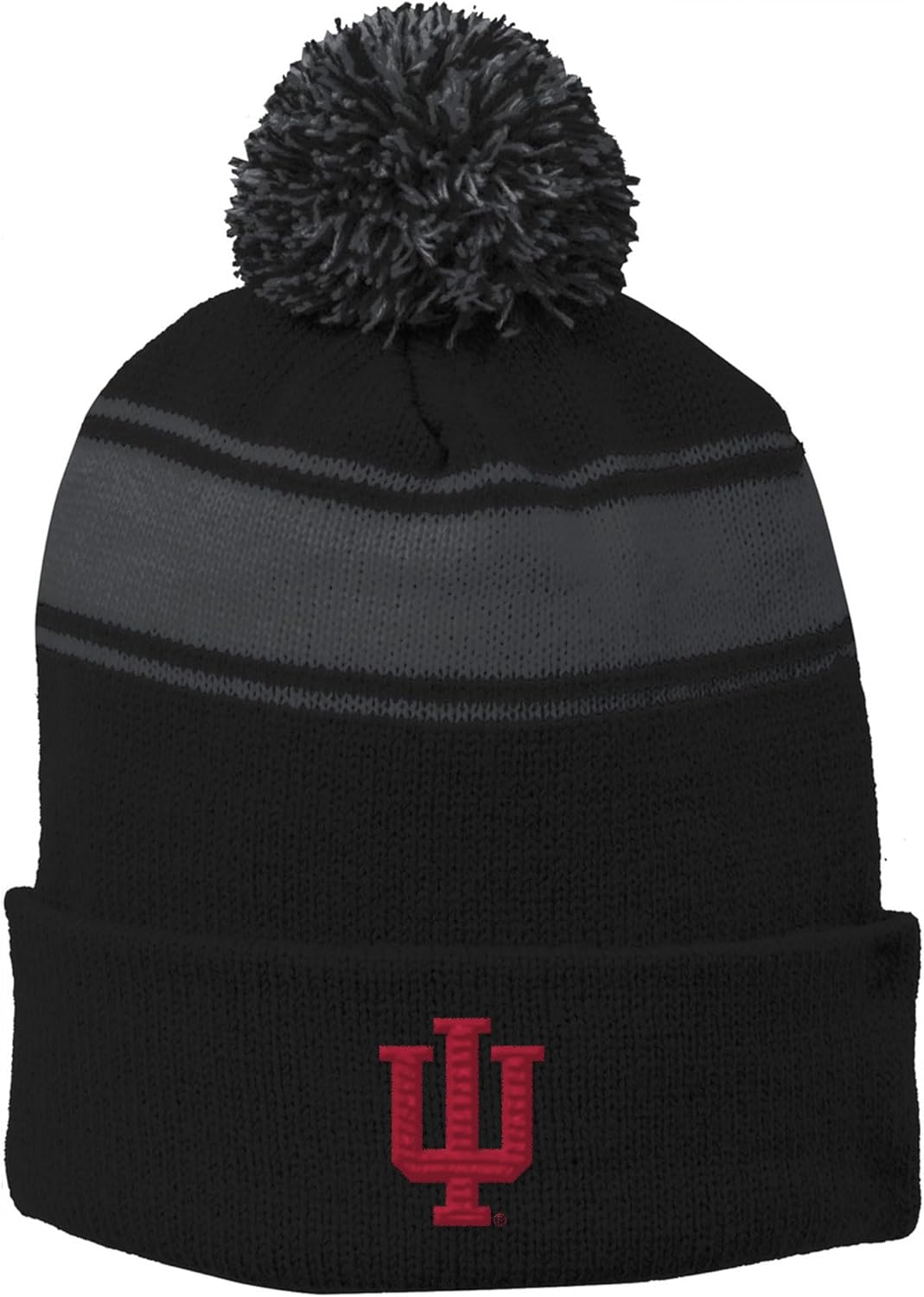 UGP Campus Apparel NCAA University Primary Logo Stripe Sports Team Pom Pom Beanie
