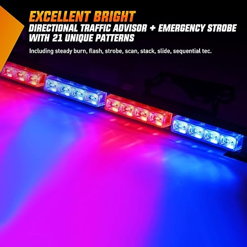 Miniatura 2 de Nilight Traffic Advisor - Barra de luz estroboscópica de emergencia de 35 pulgadas, 32 LED, 21 patrones de flash, luces direccionales de advertencia