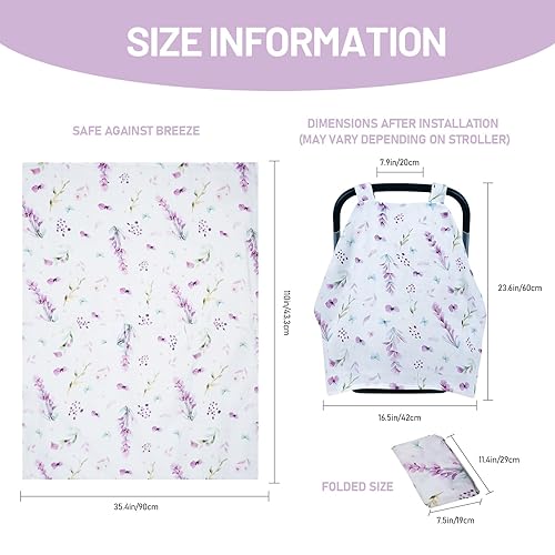 Miniatura 5 de 80S Funda de asiento de automóvil de muselina para bebés, suave y transpirable, parasol ligero para verano, ajuste universal para bebés niños y niñas