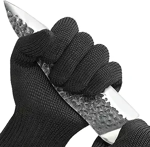 Level 5 Cut Resistant Gloves for Kitchen & Mandoline Slicer, Safety Food Grade Stainless Steel Wire Protection, High Dexterity Ambidextrous Work Gloves for gardening, Woodworking, Black (L)