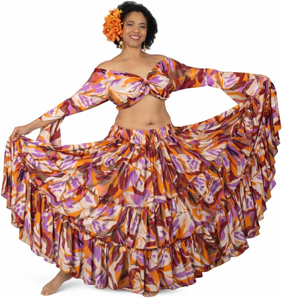 Miss Belly Dance 25 Yard Patterned Skirt for Women, Festival, Folklore, Tribal Fusion, ATS Wear