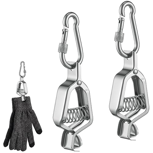 CraftyDream 2 Pack Metal Glove Clips Silver
