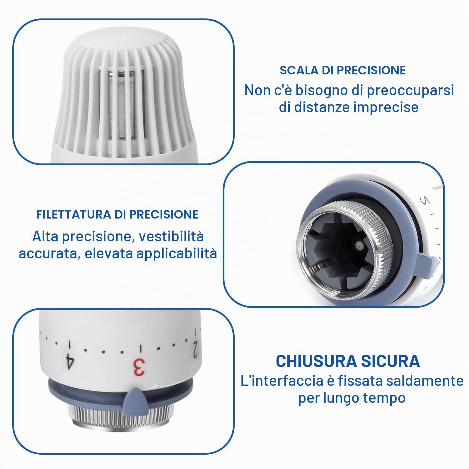 8 pezzi di testine termostatica, testina termostatica per radiatore con filettatura M 30 X 1,5, testina termostatica per valvola radiatore, termostato per riscaldamento, termostato per radiatore