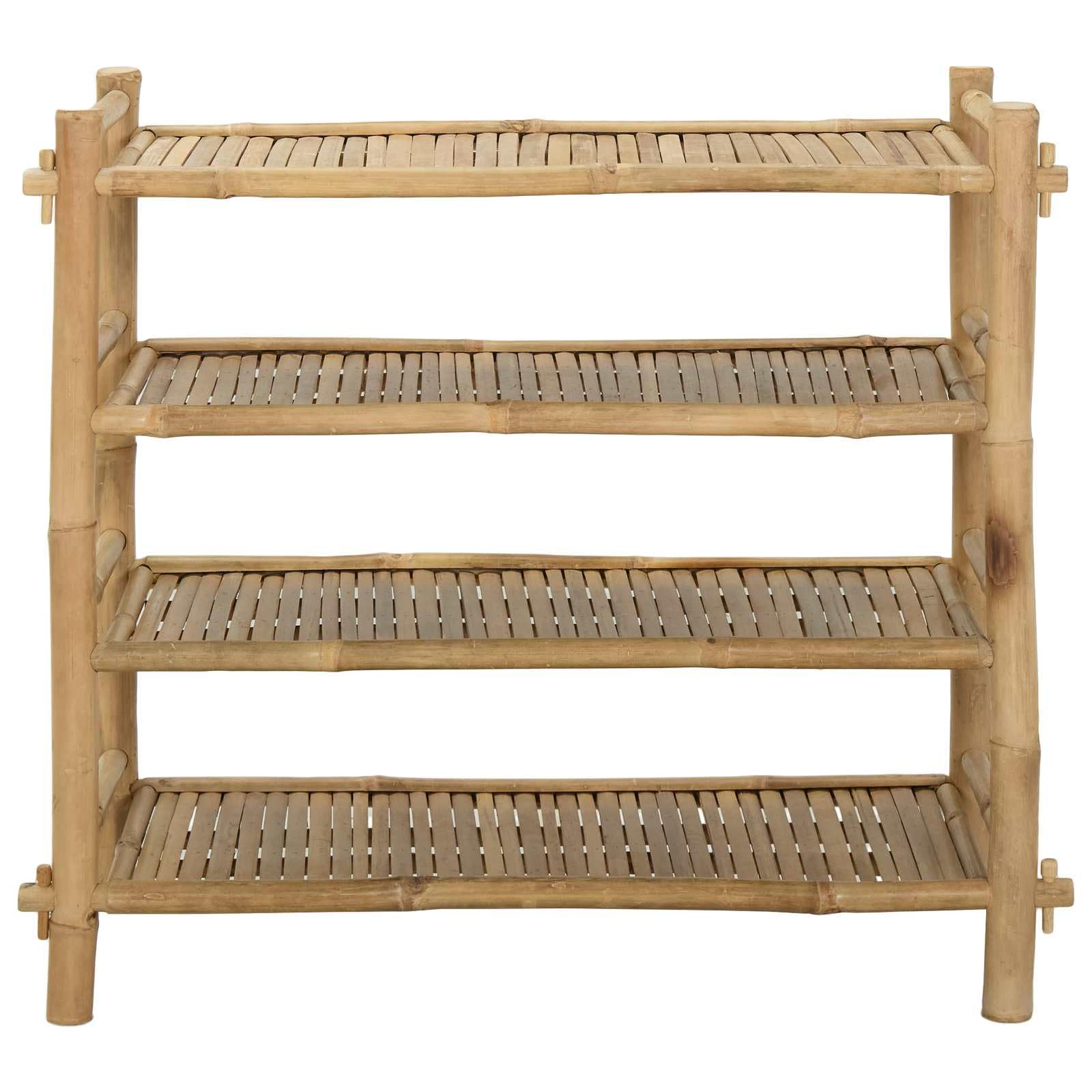 Schuhregal aus Bambus Natur 4-stöckig mit 4 Regalbrettern 86x35x75 cm platzsparend stabil für Innenbereich Schuhablage Schuhständer Schuhschrank