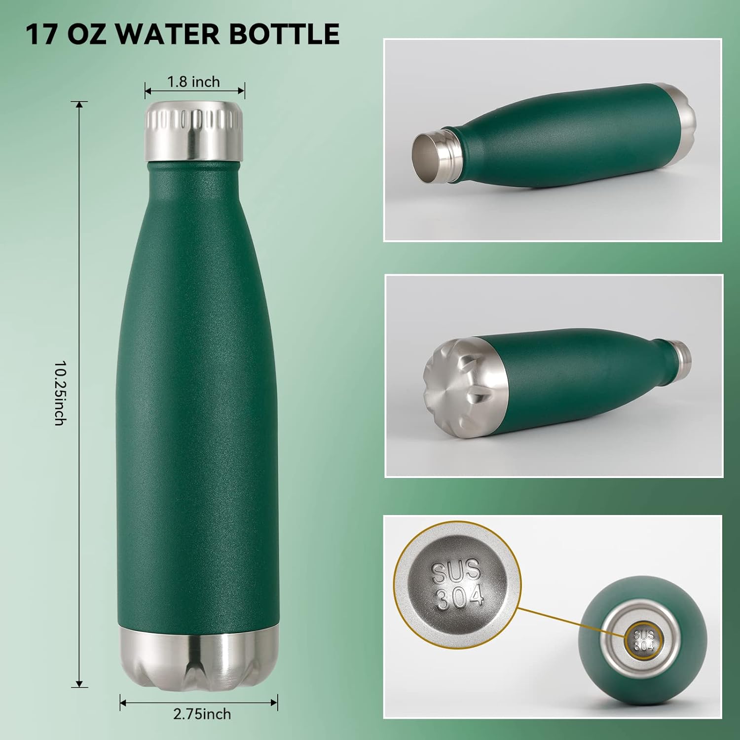 VEGOND 17oz Stainless Steel Water Bottles, Reusable Metal Sports Water Bottle Keeps Drink Hot and Cold, BPA Free Double Wall Vacuum Cola Shape Insulated Water Bottle for Camping Gym, 1 Pack - Image 3