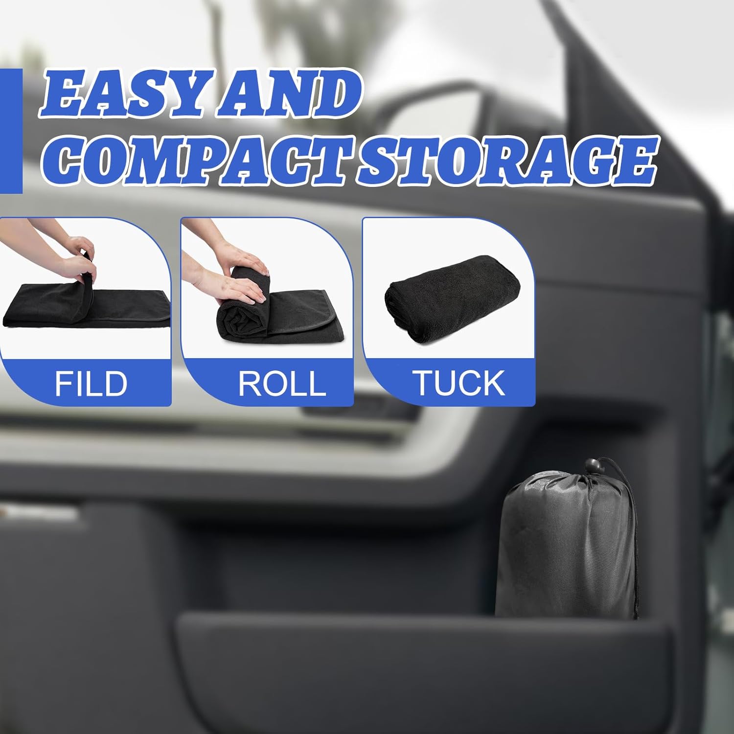 Car Front Seat Cover: Waterproof & sweatproof, fits all cars/SUVs/trucks. Ideal for gym, sports & beach. 3-layer non-slip, easy machine wash. Shields seats from stains & wetness. (Black, 2Pcs)