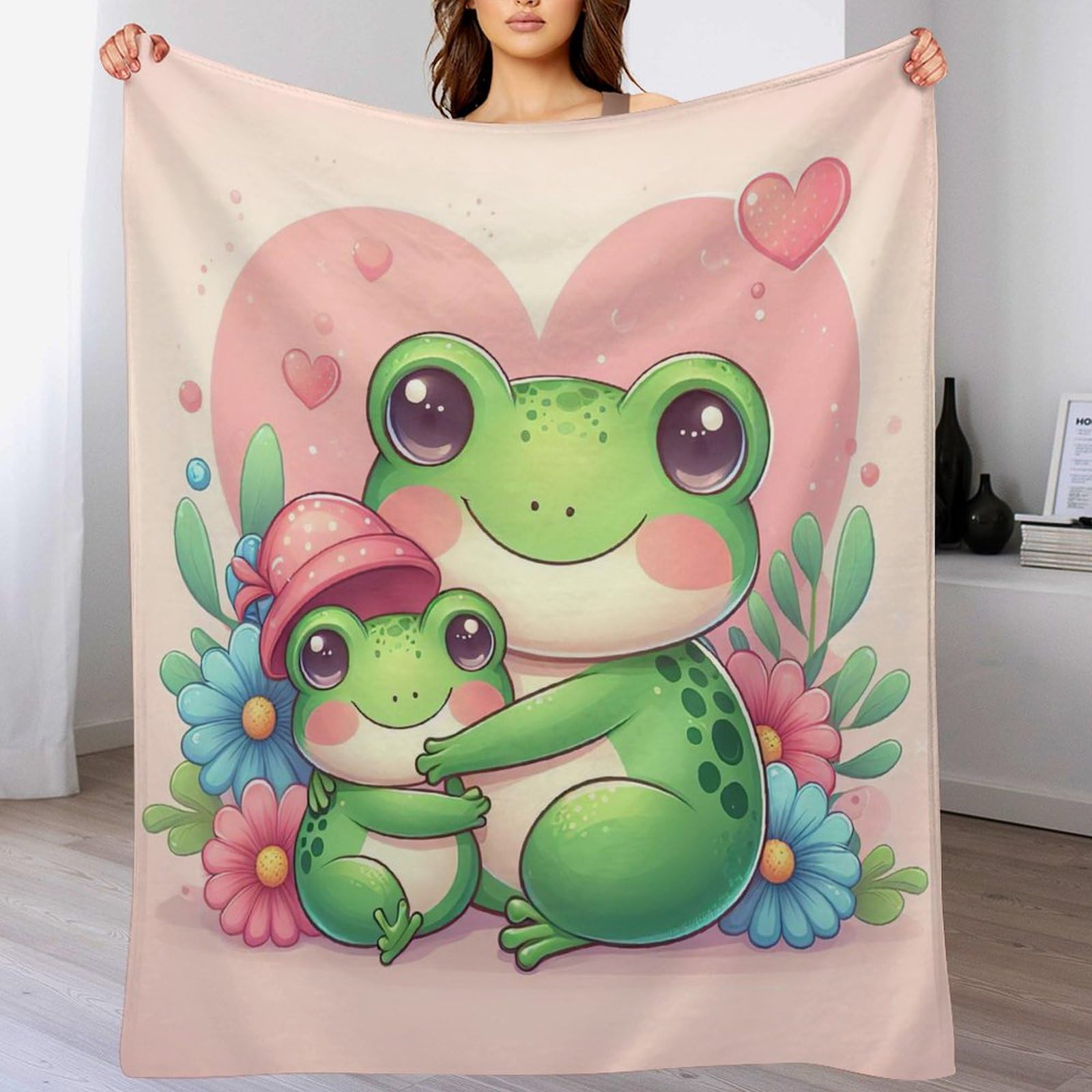 Couverture grenouille moelleuse d'exception : plaid de salon luxe en flanelle haut de gamme