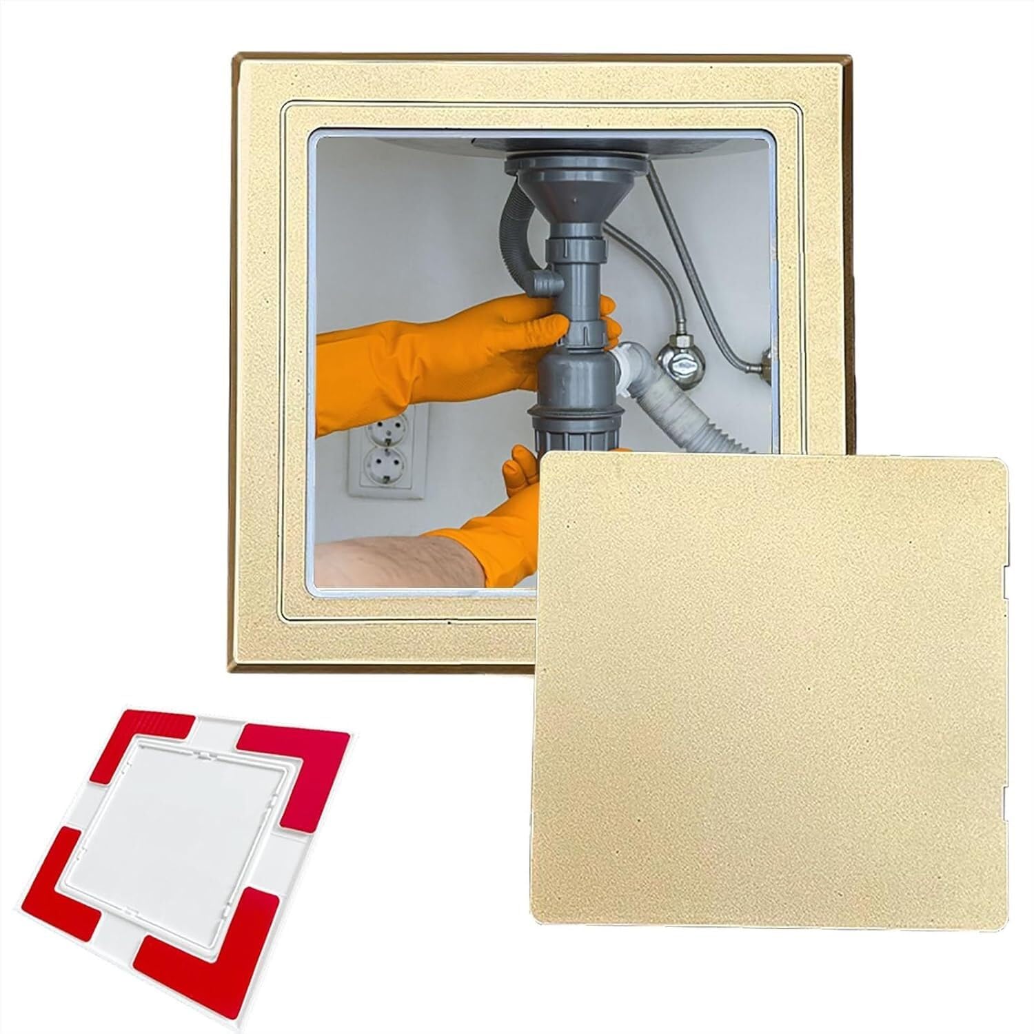 Kanduo Gold Plumbing Access Door Access Panel Self Adhesive Plumbing Cover Plates For Shower, Square Access Door Panel(,200X200mm/7.8X7.8in)
